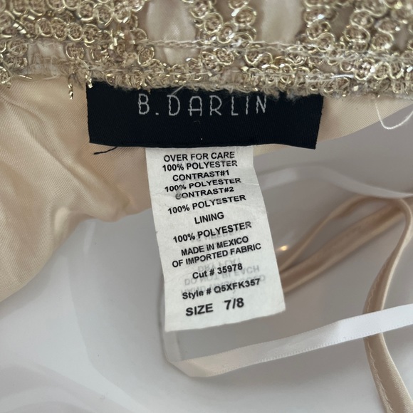 Size 7/8 Gold and White B. Darlin Ball Gown - Picture 3 of 4